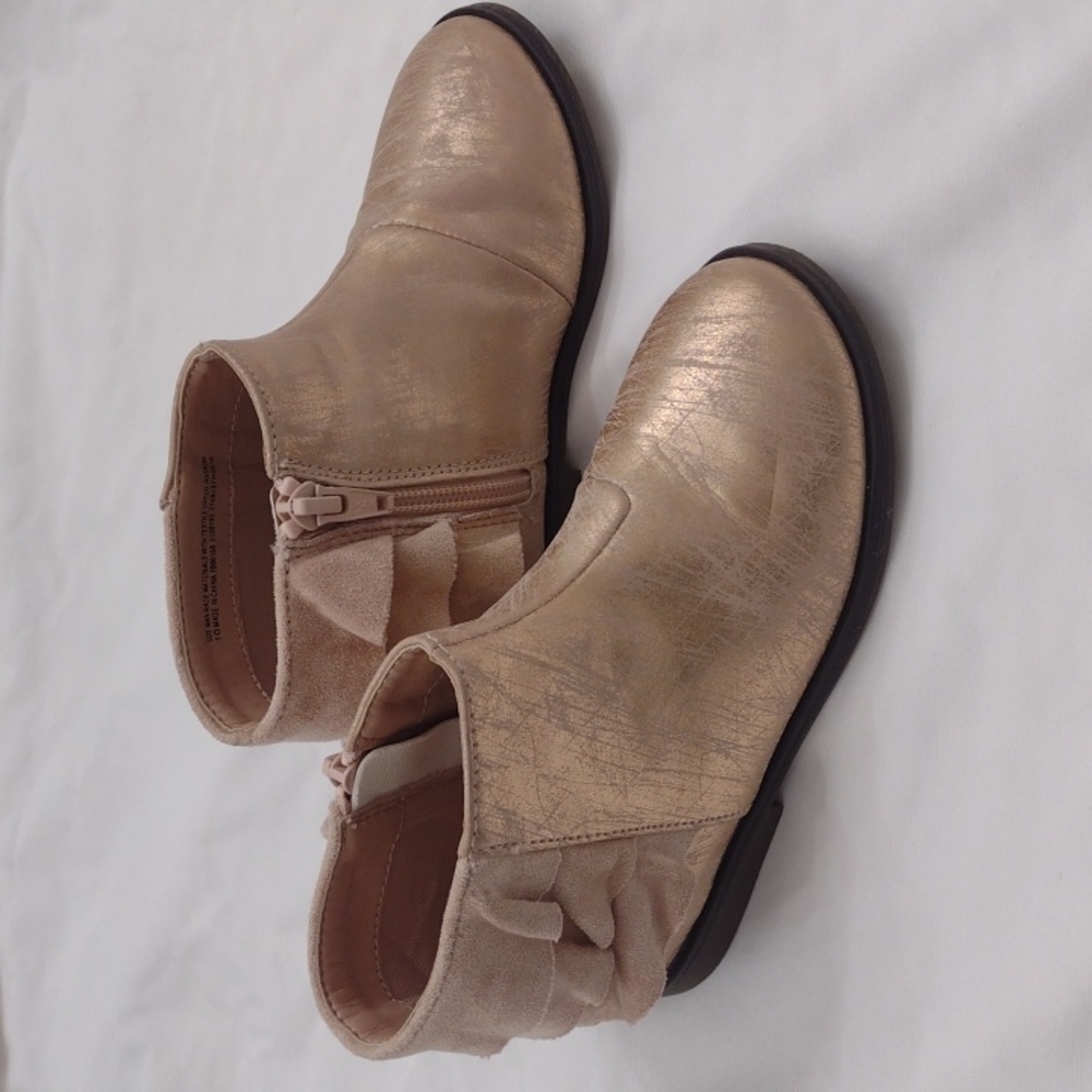 Toddler girls rose gold foil ankle boots